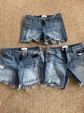 Light Wash Distressed Denim Shorts - Set of 3